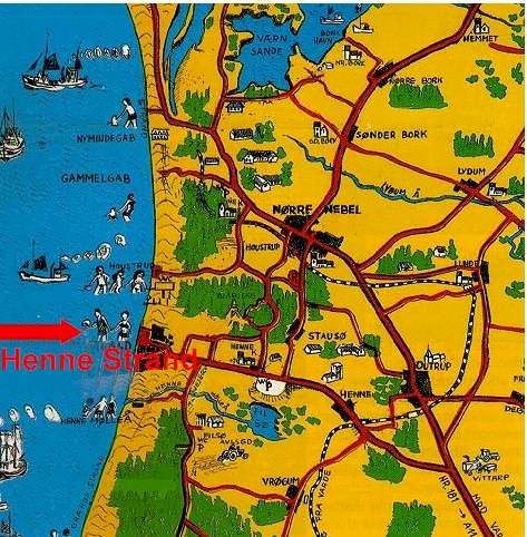 Karte über Henne Strand / Dänemark